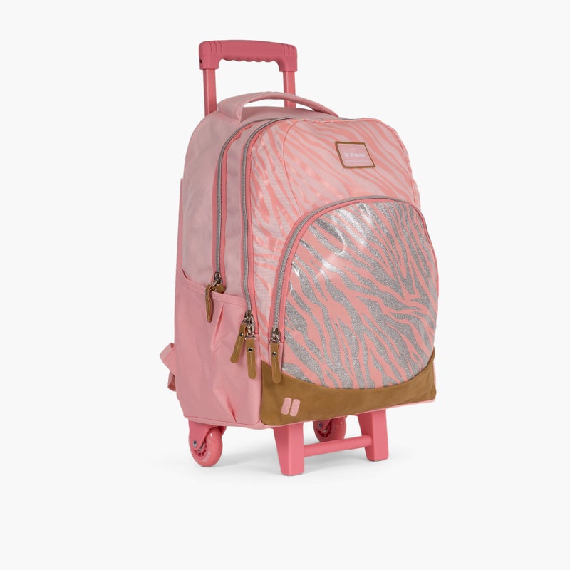 PAUSE Printed Pink Trolley Backpack for Girls - Image 2